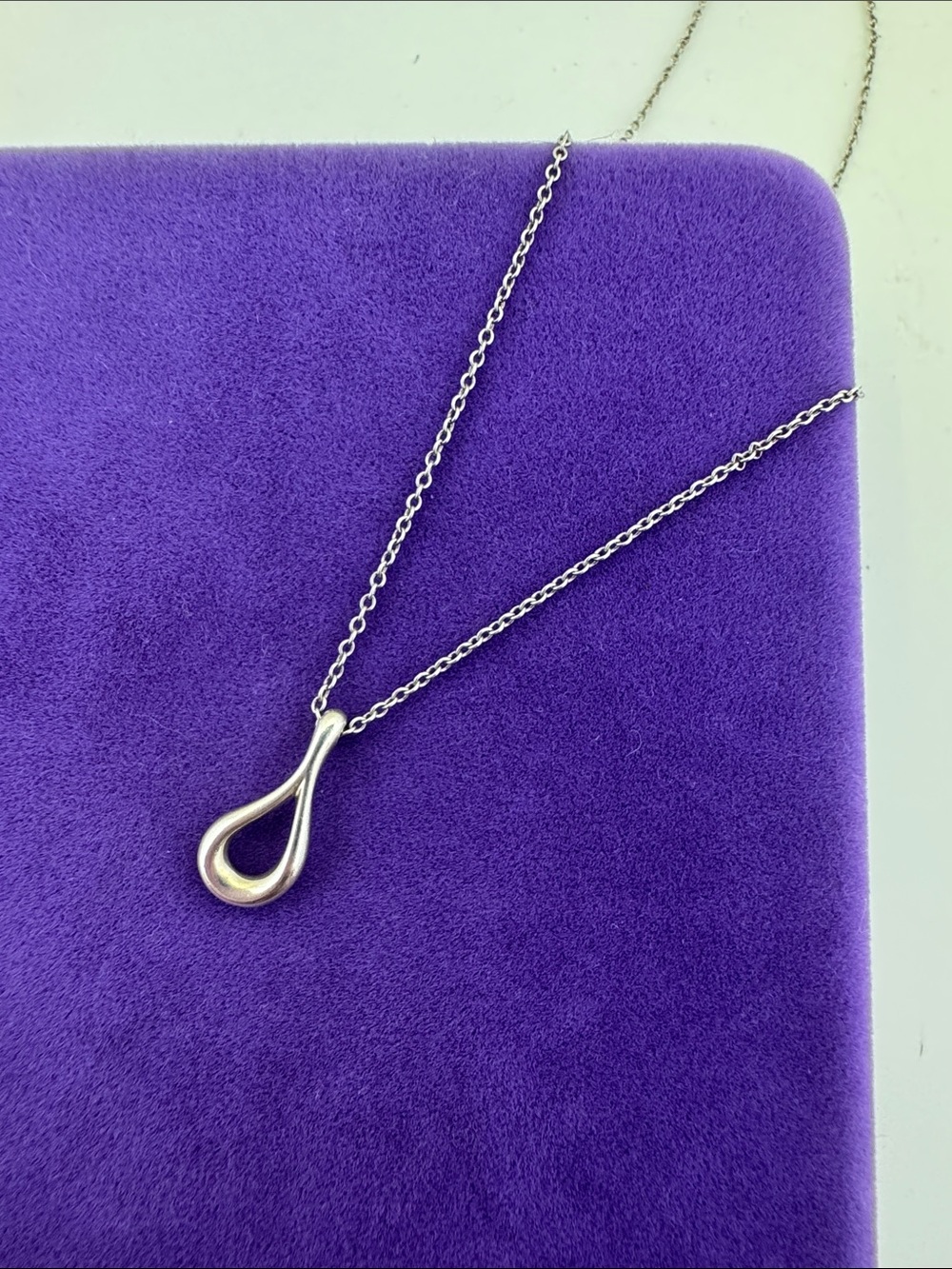 💛 Sterling Silver Tiffany & Co Elsa Peretti Open Teardrop Necklace | Designer